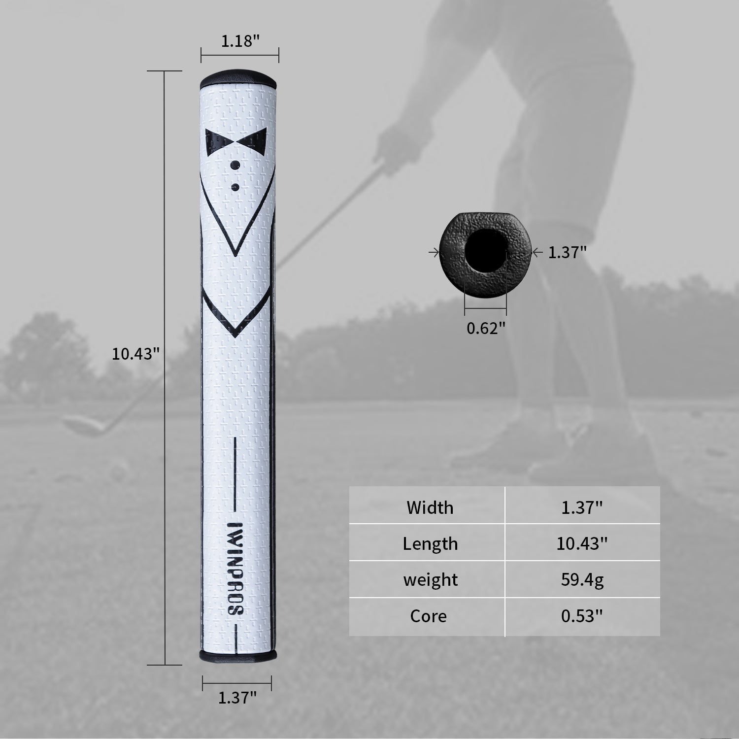 GENTLEMEN PUTTER GRIP WHITE