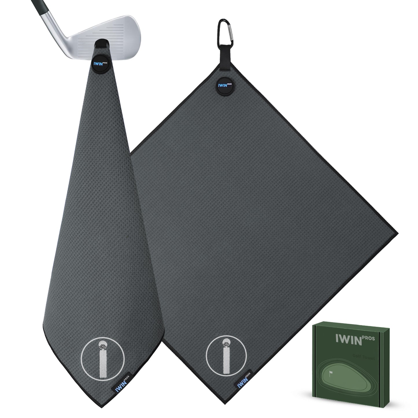 Magnetic Golf Towel, 18" x 18" Waffle Weave Golf Towel with Detachable Clip