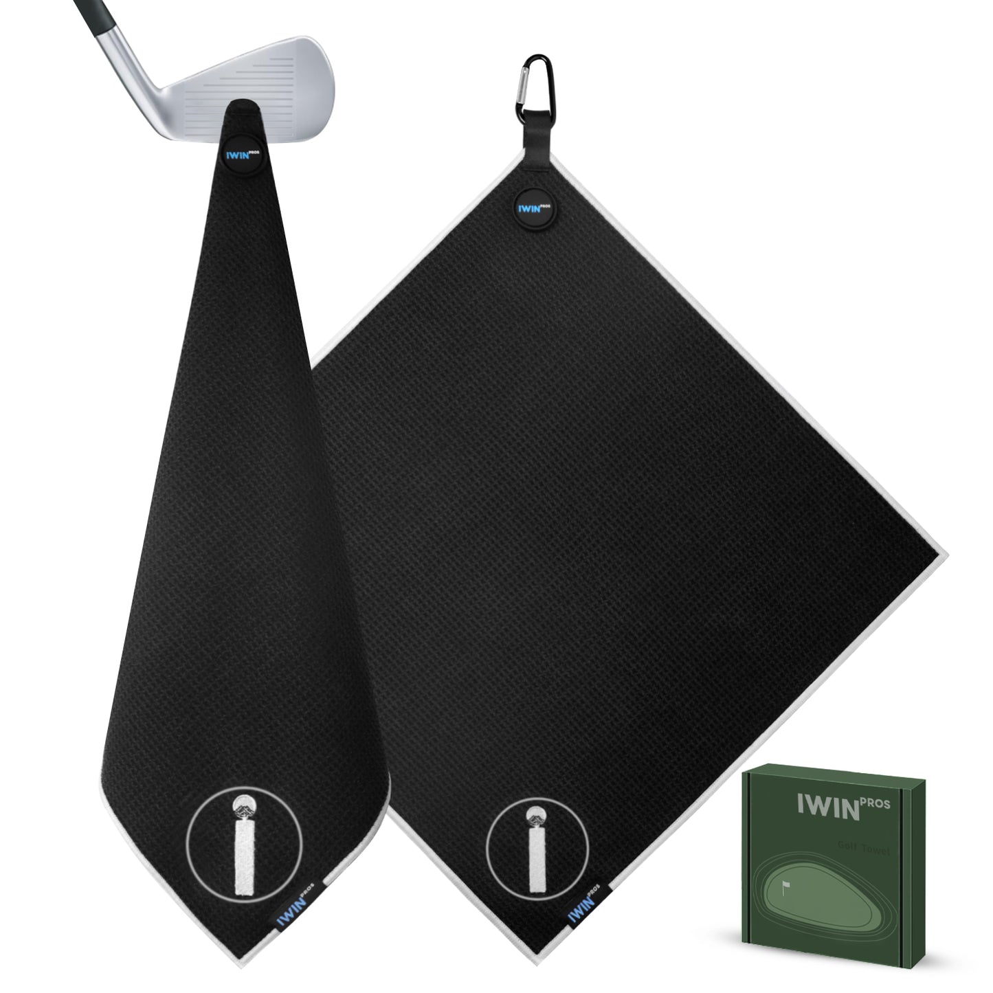 Magnetic Golf Towel, 18" x 18" Waffle Weave Golf Towel with Detachable Clip