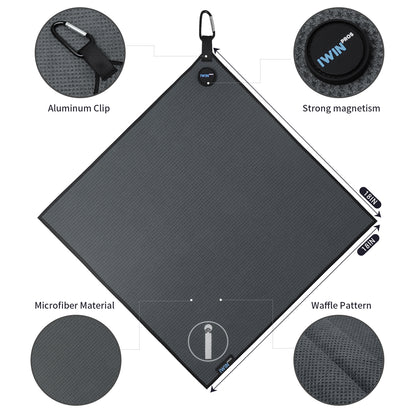 Magnetic Golf Towel, 18" x 18" Waffle Weave Golf Towel with Detachable Clip