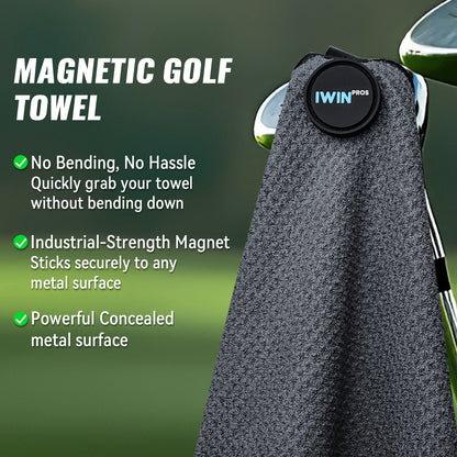 Magnetic Golf Towel, 18" x 18" Waffle Weave Golf Towel with Detachable Clip